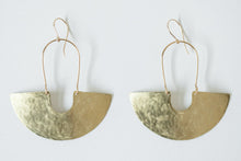 Load image into Gallery viewer, Earring Brass - GODDESS SHIELD TEXTURED
