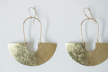 Load image into Gallery viewer, Earring Brass - GODDESS SHIELD TEXTURED

